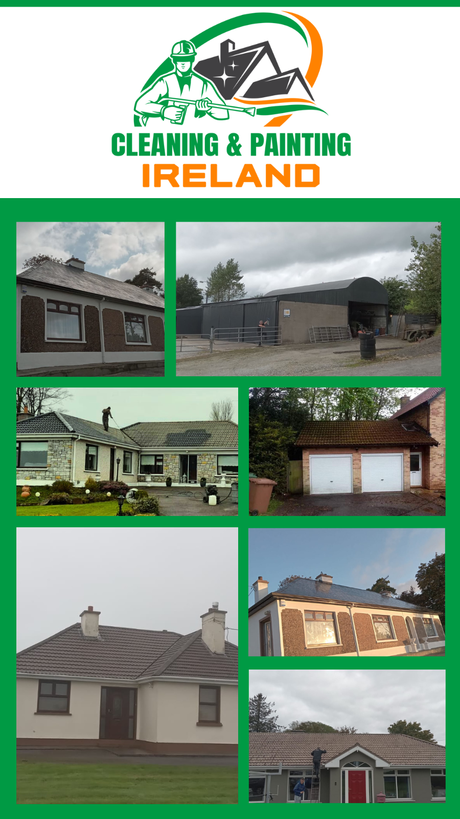 Driveway Cleaning Ireland, Gutter Cleaning Ireland, Gutter Repair & Replace Ireland, Hedges Ireland, House Painting Ireland, Patio Cleaning & Repair Ireland, Patios & Walkways Ireland, Powerwashing & Exterior Cleaning Ireland, Repointing Ireland, Ridge Tiles Ireland, Roof Cleaning & Sealing Ireland, Roof Painting Ireland, Roof Repair Ireland, Roofing Ireland, Seal Coating Driveways Ireland, Wall Cleaning Ireland